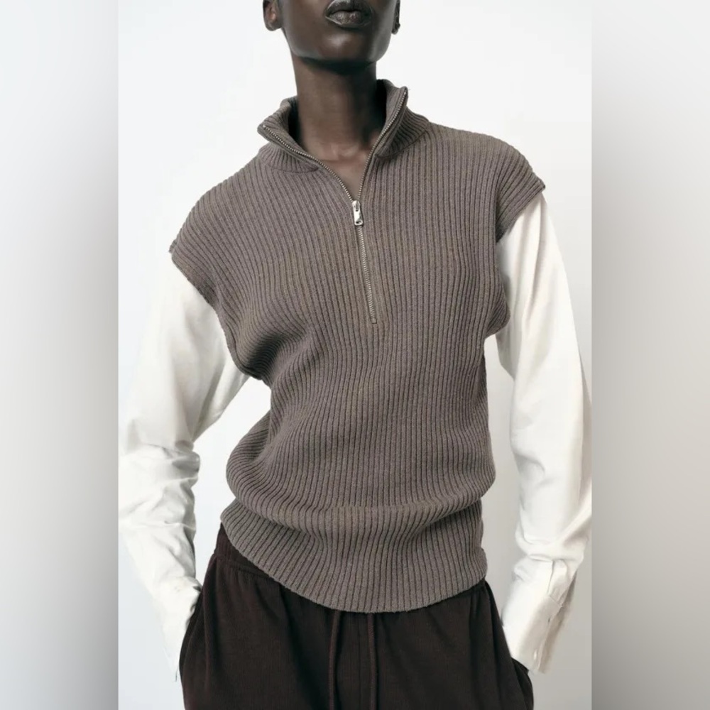 ZARA High neck layered combination sweater /  T-shirt. NWT Medium
